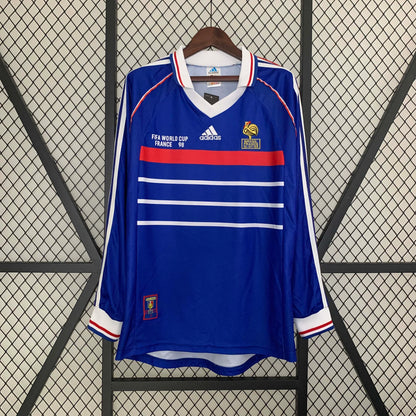 1998 Retro Long Sleeve France Home Football Shirt