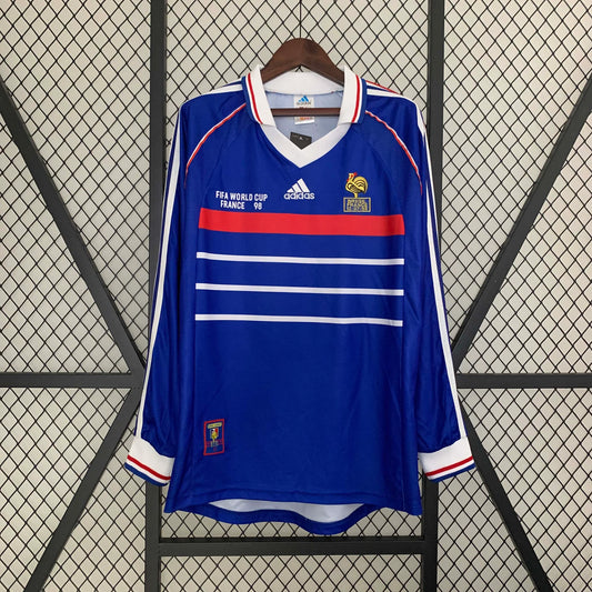 1998 Retro Long Sleeve France Home Football Shirt