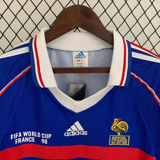 1998 Retro Long Sleeve France Home Football Shirt