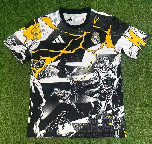 2025/2026 Real Madrid Marvel Co-Branded Edition Black-White Football Shirt