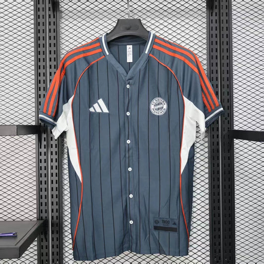2025/2026 Bayern Munich Baseball Uniform Grey Football Jersey